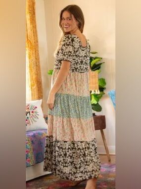 Natural Life Floral Tiered Maxi Dress - Multi Floral Print